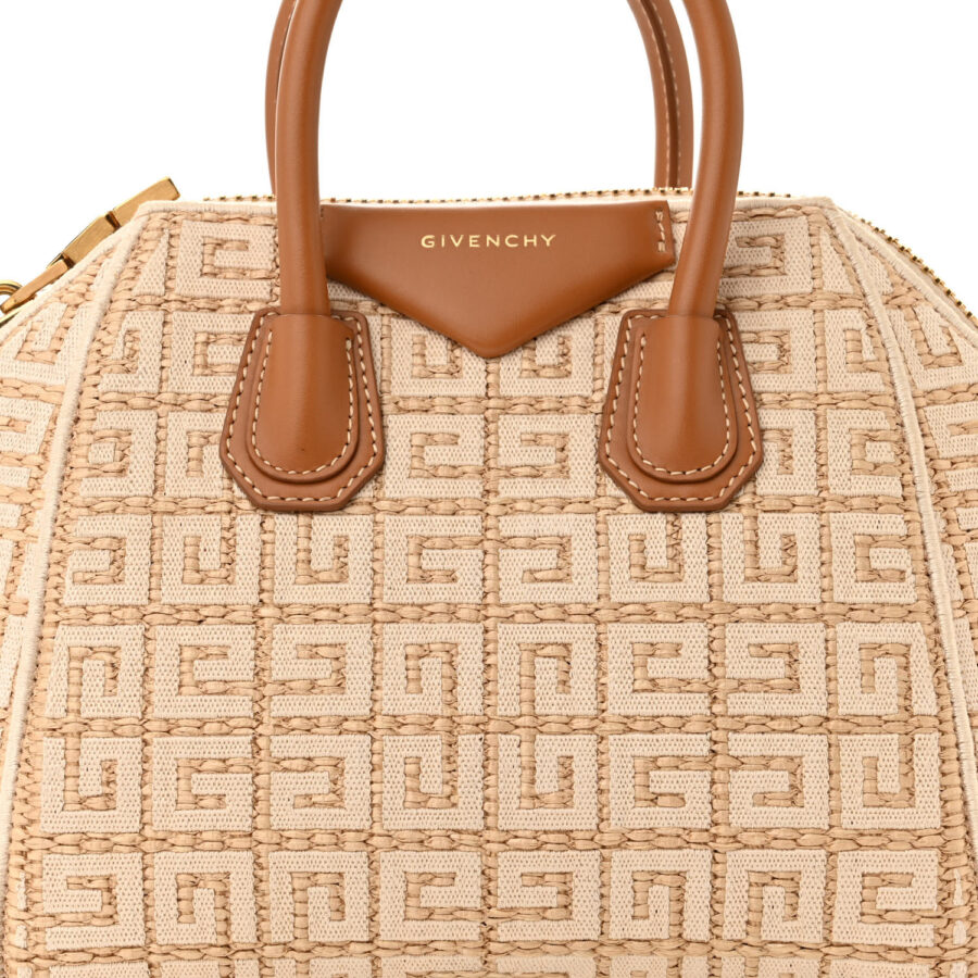 Raffia Jacquard Fabric 4G Mini Antigona Beige - Image 6