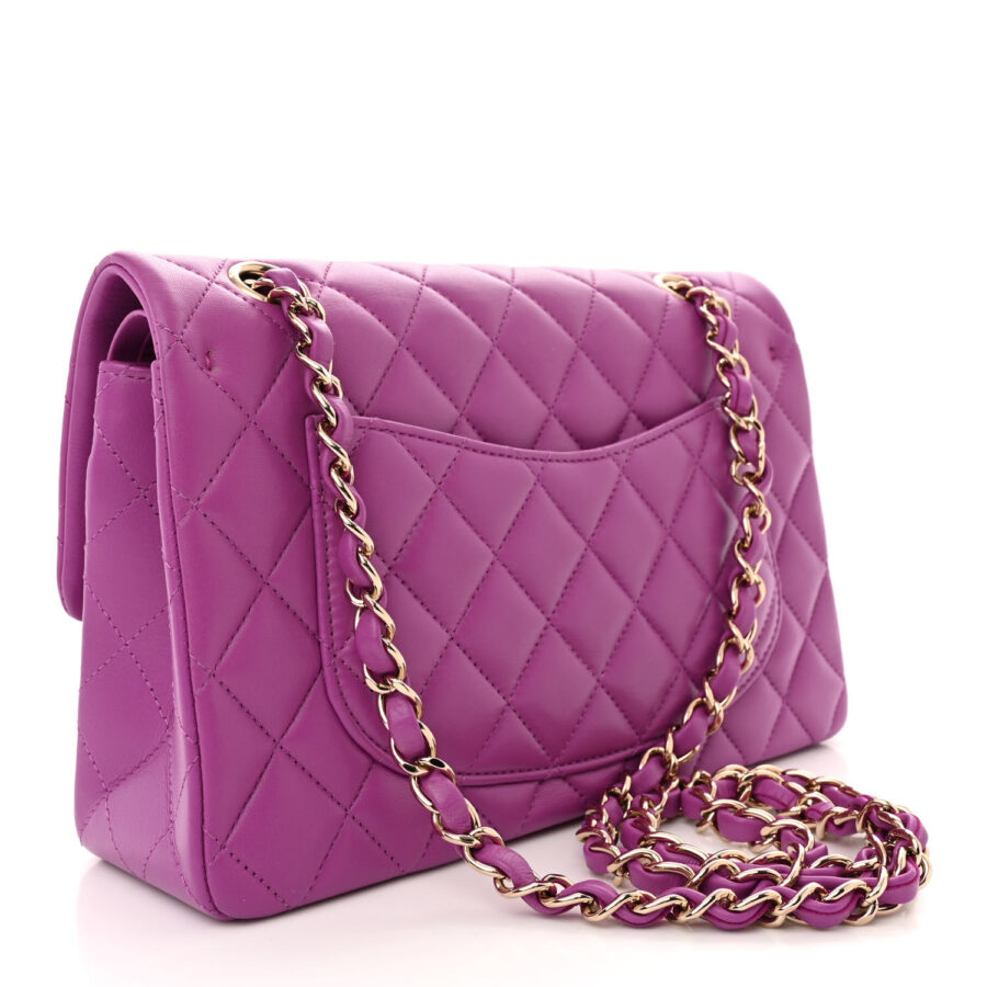 Lambskin Quilted Small Double Flap Purple - Image 2
