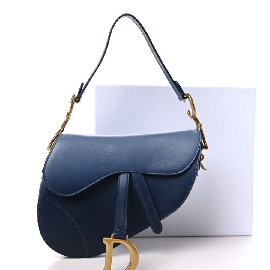 Calfskin Gradient Saddle Bag Indigo Blue - Image 9