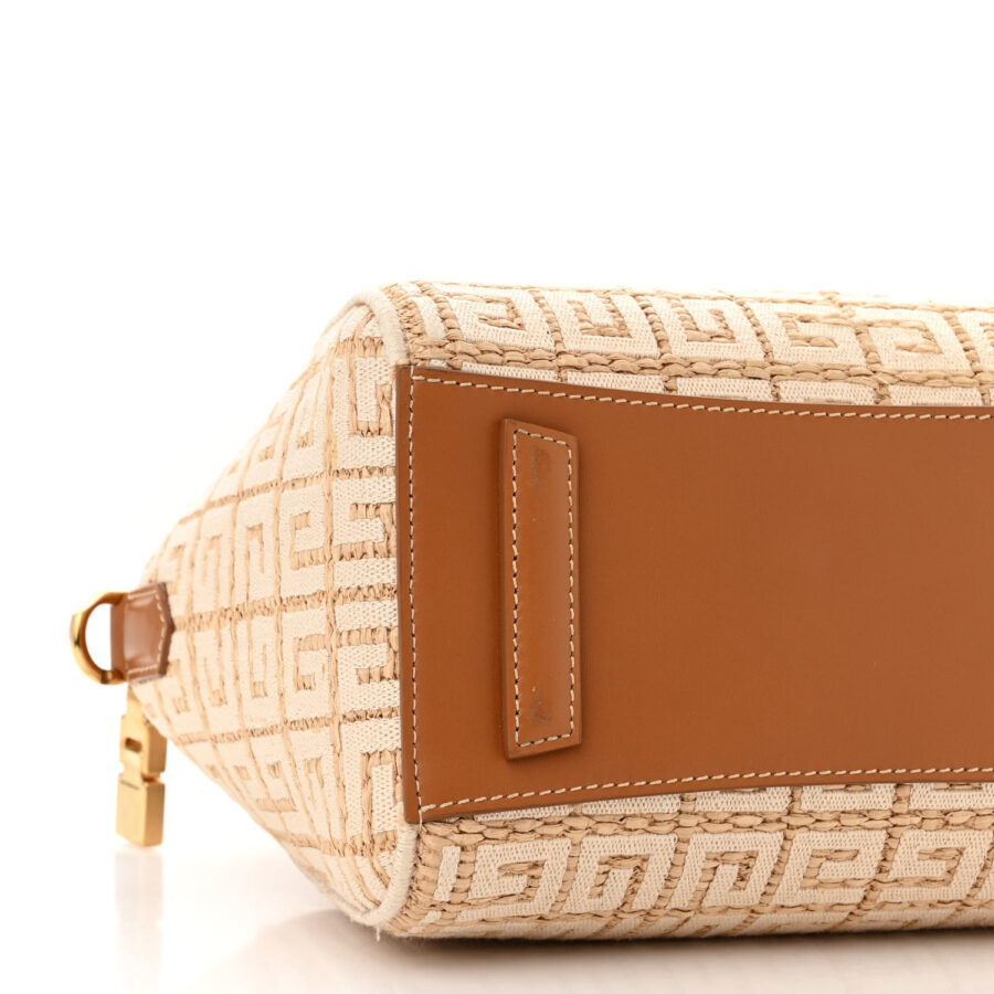 Raffia Jacquard Fabric 4G Mini Antigona Beige - Image 7
