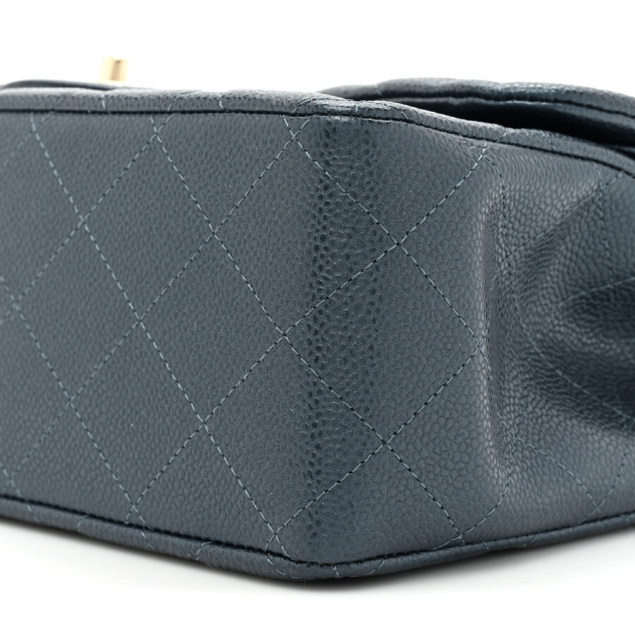 Metallic Caviar Quilted Jumbo Double Flap Dark Blue - Image 7