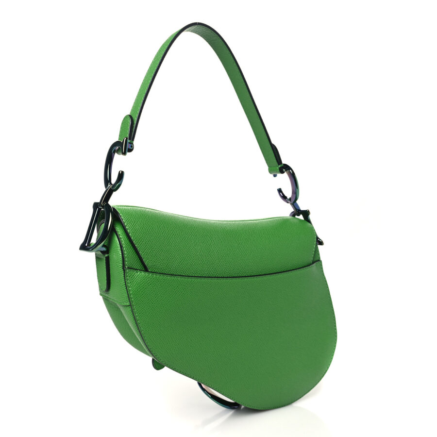 Grained Calfskin Saddle Bag Green - Image 2