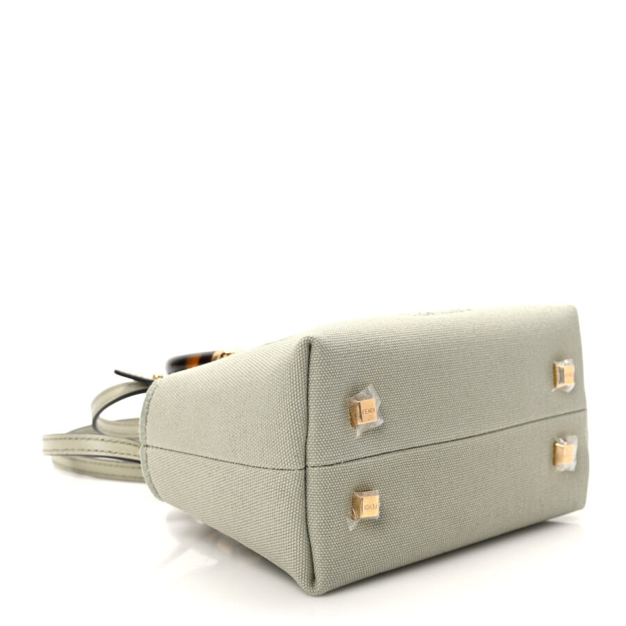 Canvas Vitello King Plexiglass Logo Embroidered Mini By The Way Top Handle Boston Bag Green Tea - Image 3