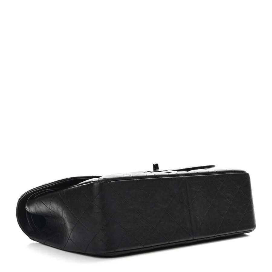 Crumpled Calfskin Quilted Jumbo Double Flap So Black - Image 3