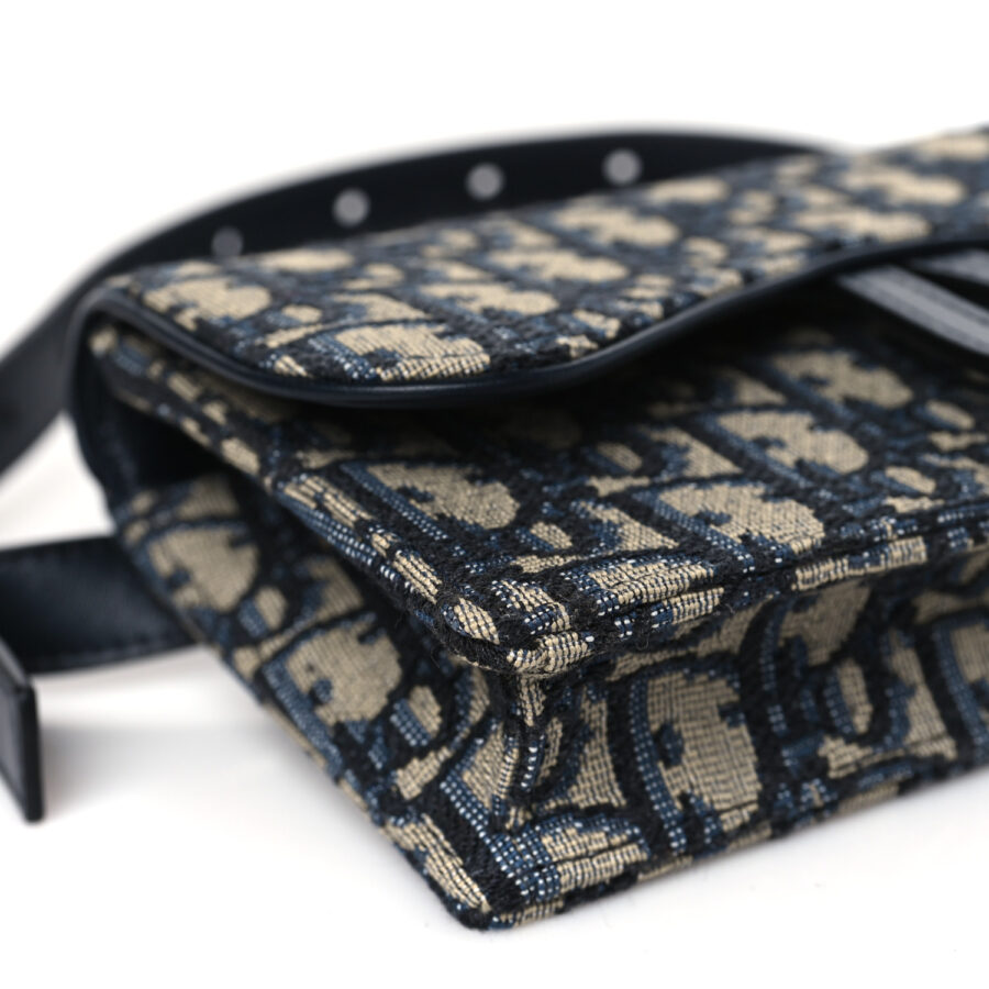 CHRISTIAN DIOR Oblique Saddle Belt Bag Blue - Image 6