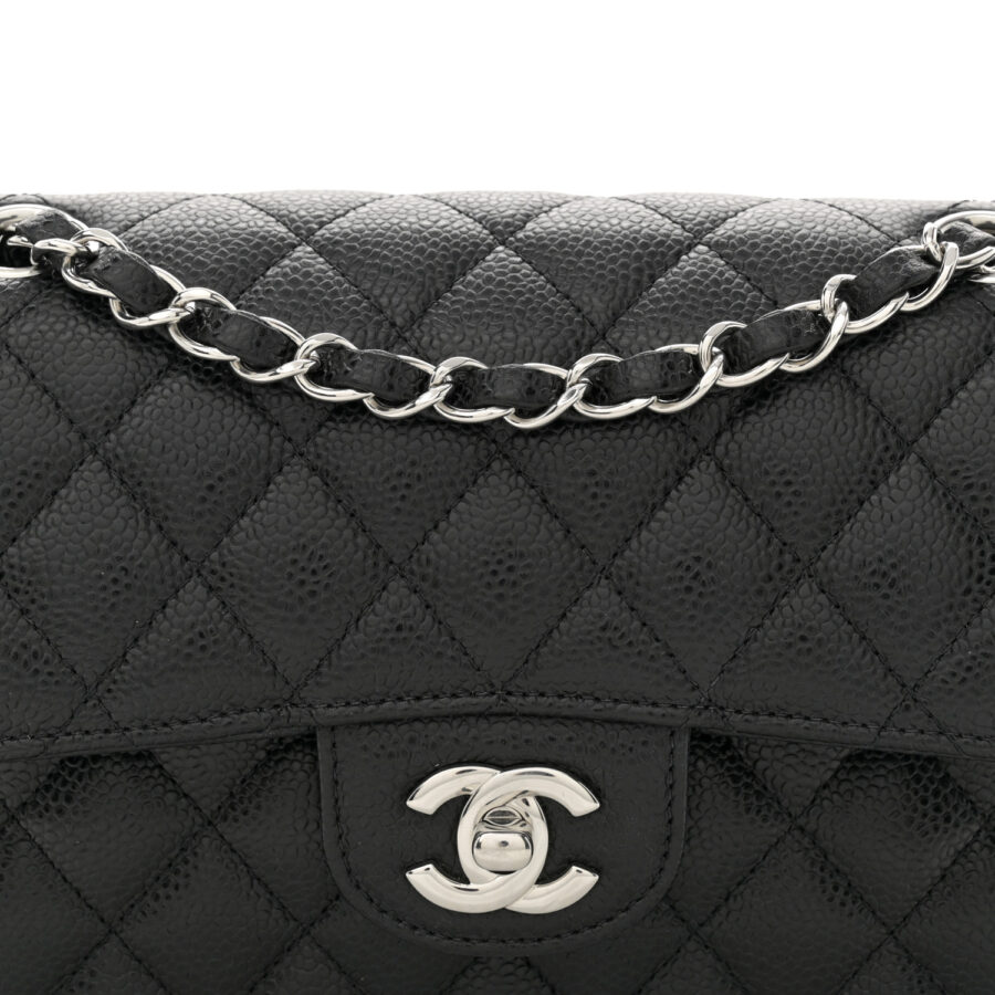 Caviar Quilted Small Double Flap Black - Image 6