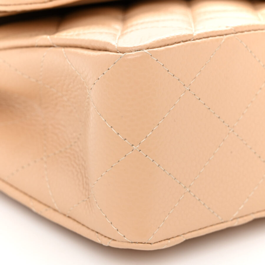 Caviar Quilted Small Double Flap Beige - Image 7