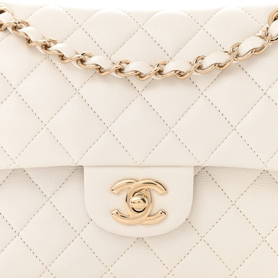 Caviar Quilted Small Double Flap White - Image 6