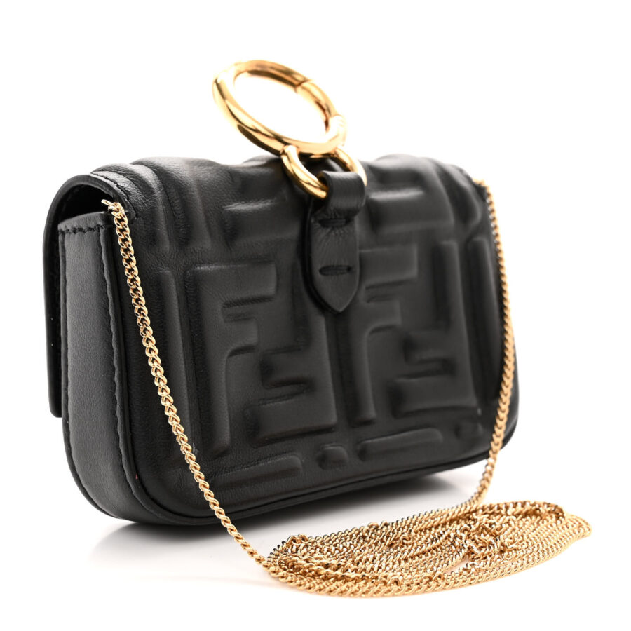 Nappa Matisse FF Embossed Nano Baguette Charm Black - Image 2