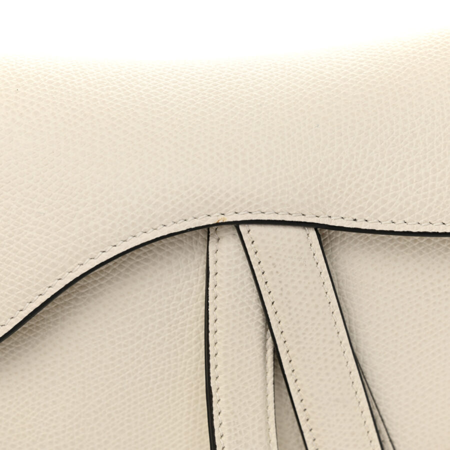 Grained Calfskin Mini Saddle Bag White - Image 9