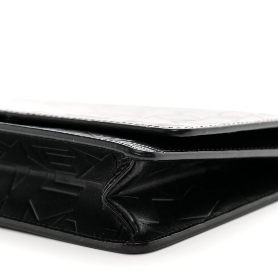 Calfskin Star Embossed Chain Wallet Black - Image 8