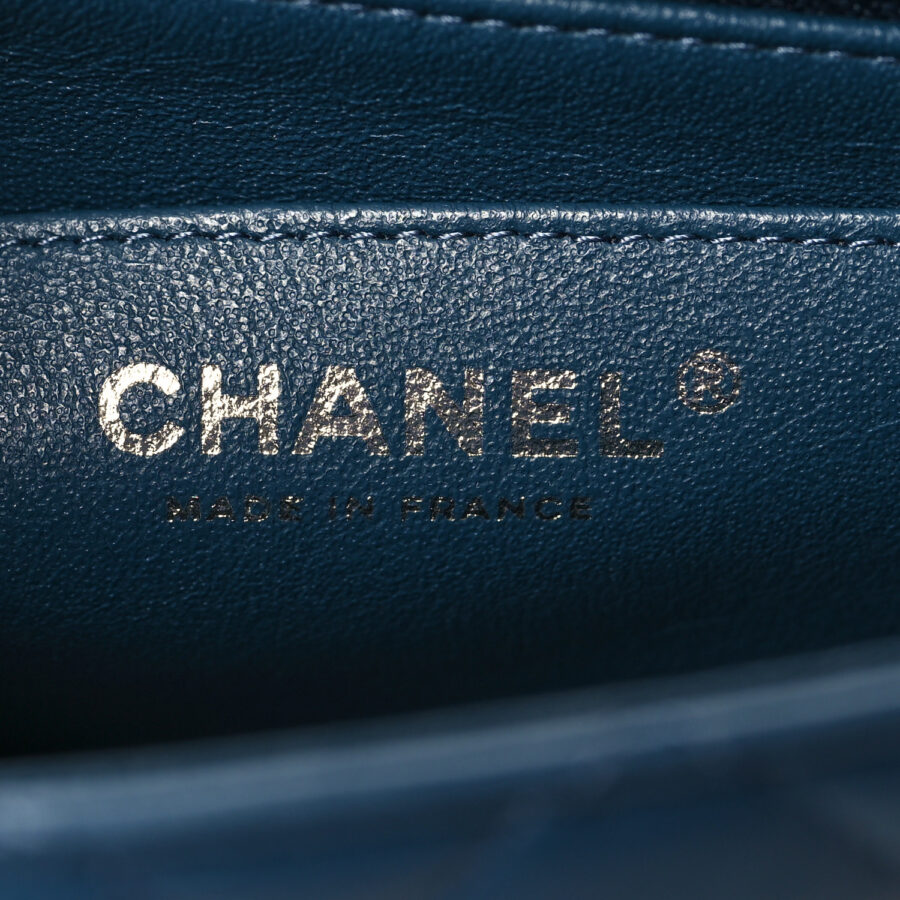 Lambskin Quilted Mini Rectangular Flap Blue - Image 5