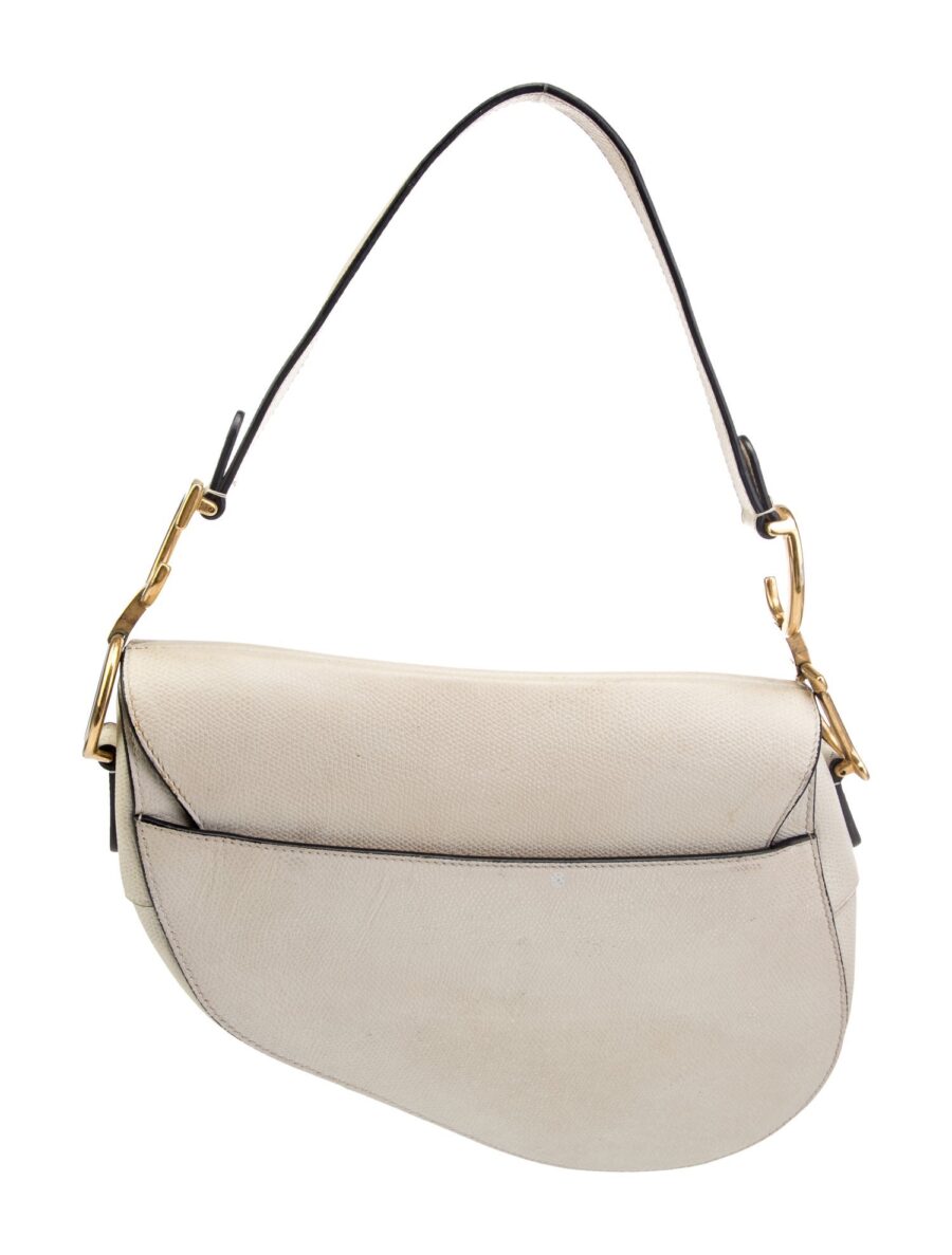 Powder Beige Grained Calfskin Saddle Bag - Image 4