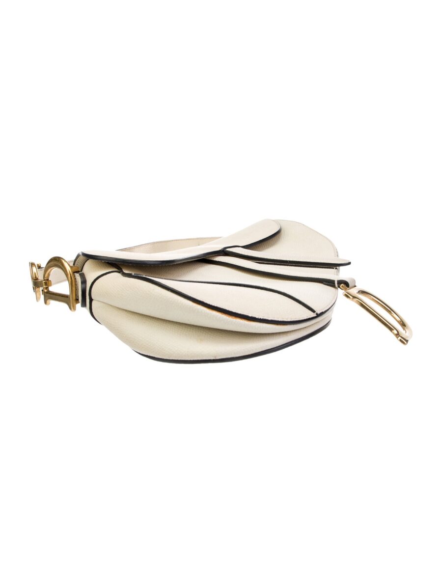 Powder Beige Grained Calfskin Saddle Bag - Image 3