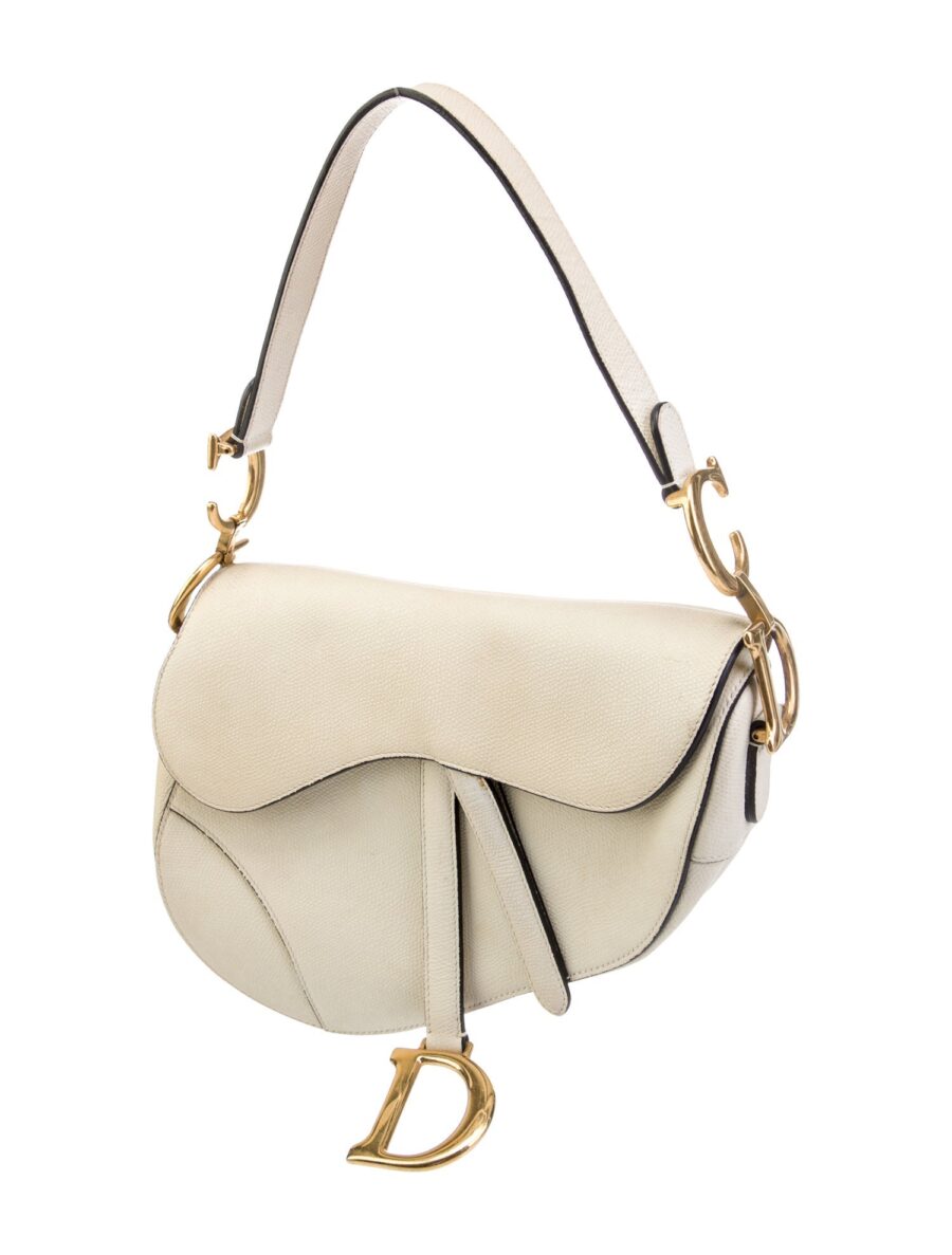 Powder Beige Grained Calfskin Saddle Bag - Image 2