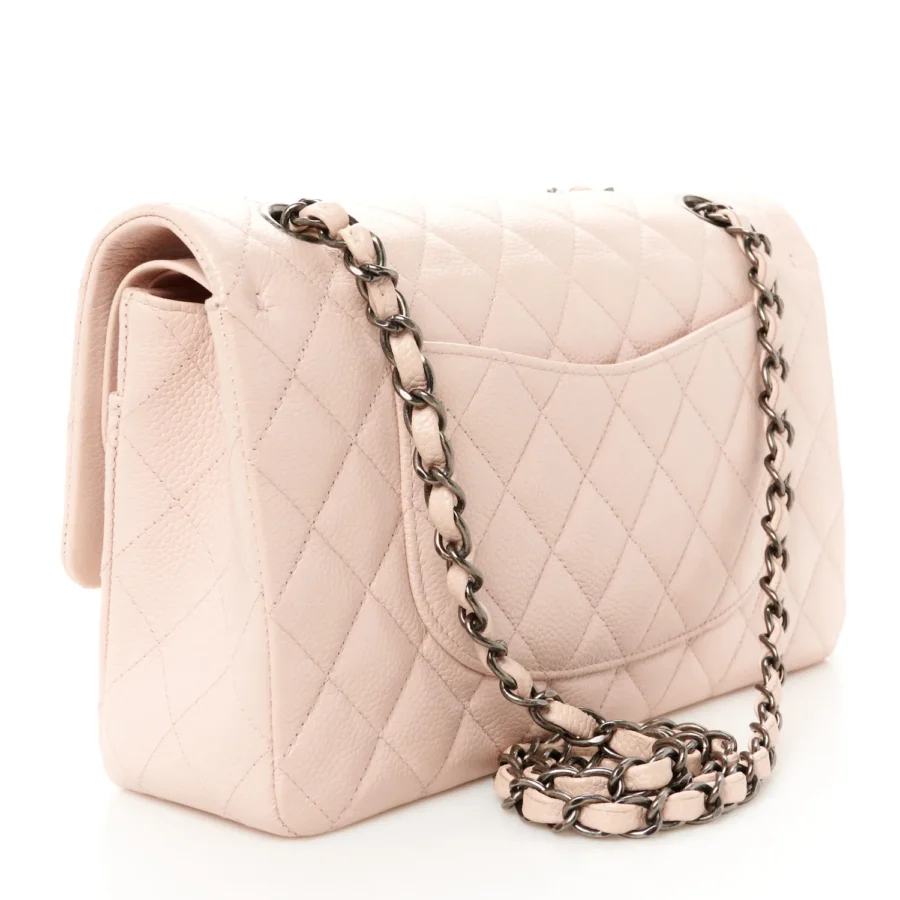 Caviar Quilted Medium Double Flap Light Pink - Image 9