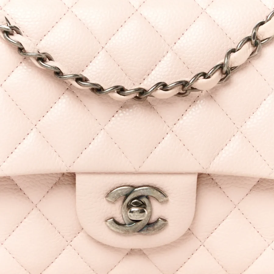 Caviar Quilted Medium Double Flap Light Pink - Image 4