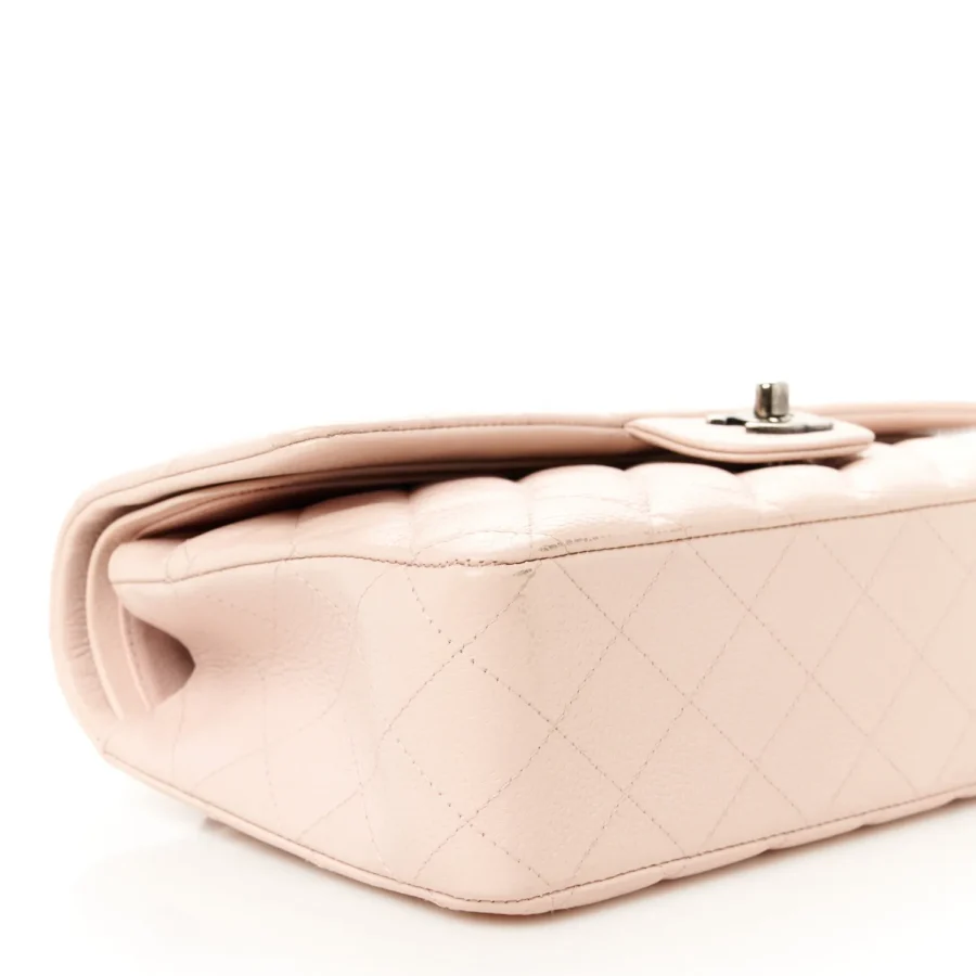 Caviar Quilted Medium Double Flap Light Pink - Image 3